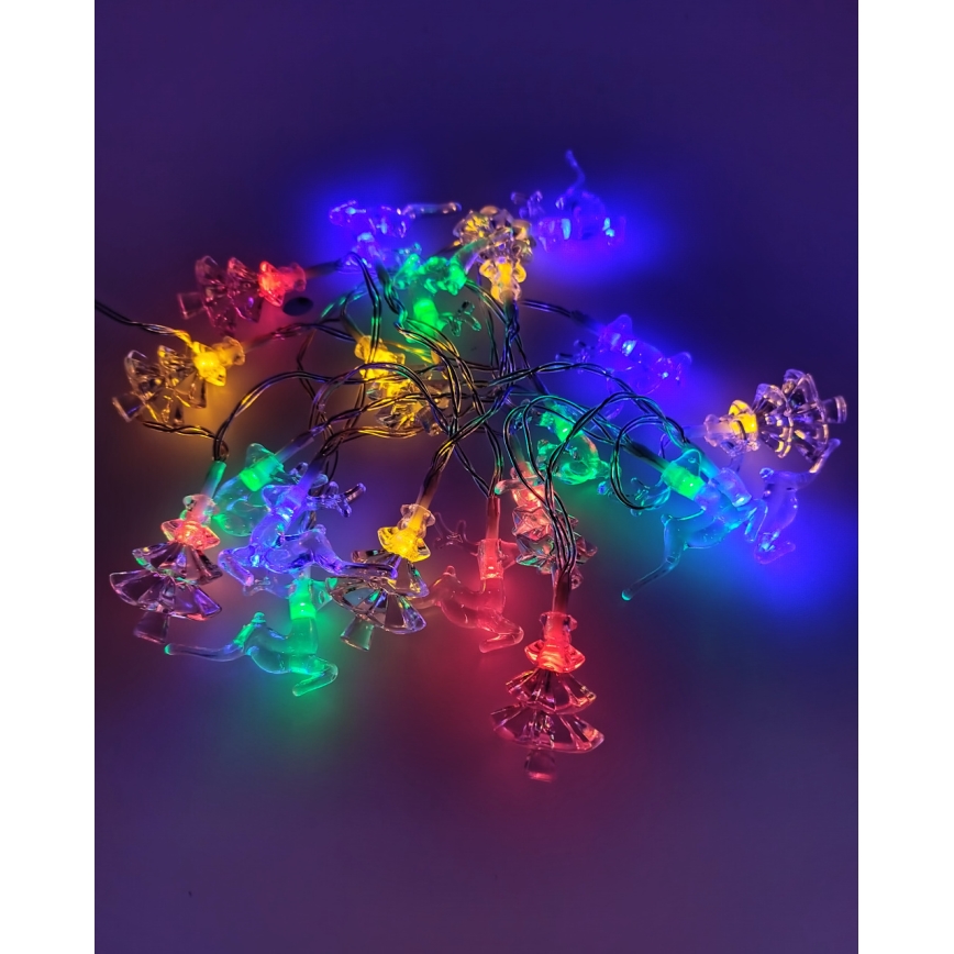 LED zunanji svetlobni niz 20xLED/2xAA 2,2 m IP44 večbarven, z motivom smrečic in sobov