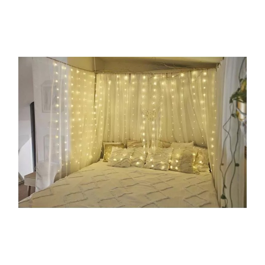 LED zunanji svetlobni niz 300 LED / 8 funkcij, 5,9 m, IP44, topla bela