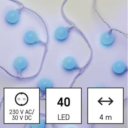 LED zunanji svetlobni niz, 40 LED, 9 m, IP44, modra