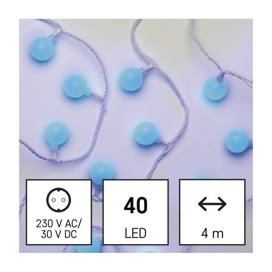 LED zunanji svetlobni niz, 40 LED, 9 m, IP44, modra