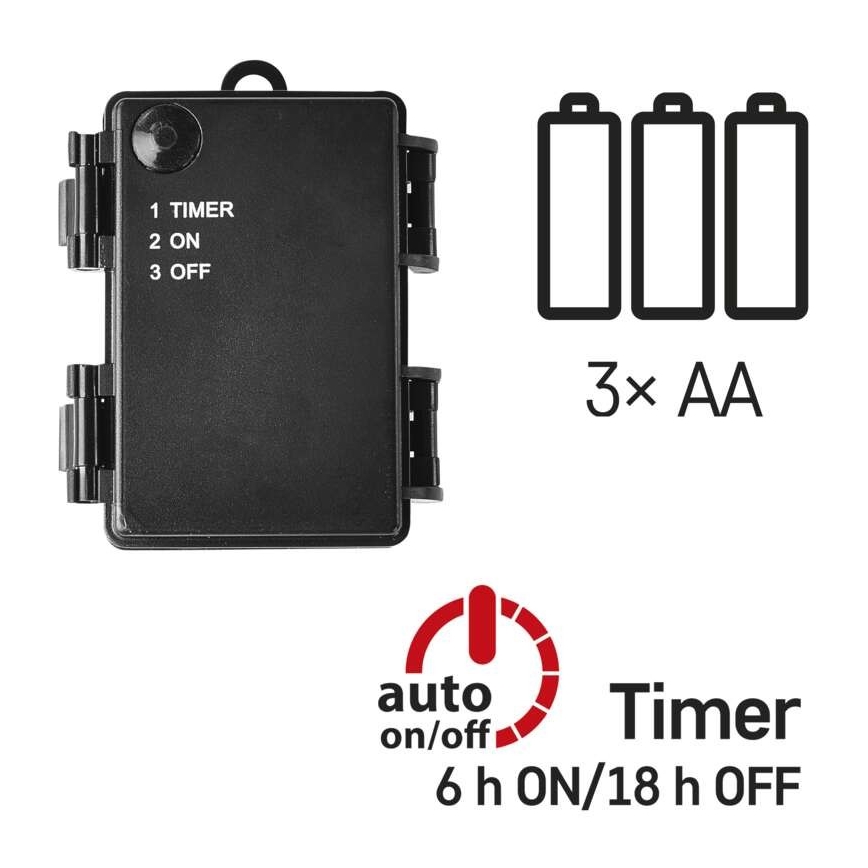 LED  zunanji svetlobni niz 80xLED/3xAA 6,1m IP44 topla bela