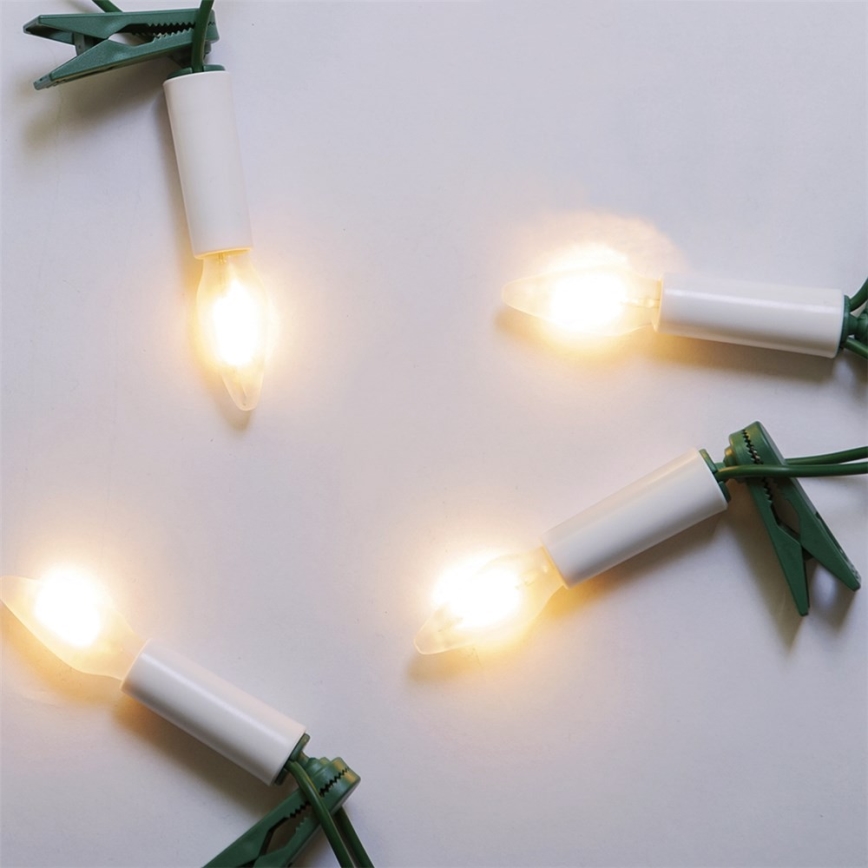 LED zunanji svetlobni niz FELICIA FILAMENT 20xE10 19m, bela/topla bela, IP44, Izdelano na Češkem