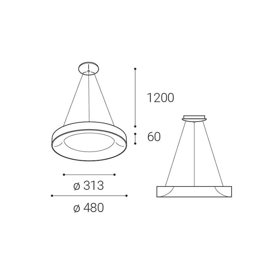 LED2 - LED Lestenec na vrvici BELLA LED/40W/230V 3000/4000K črn