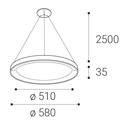 LED2 - LED Lestenec na vrvici BELLA LED/48W/230V 3000K/4000K črn