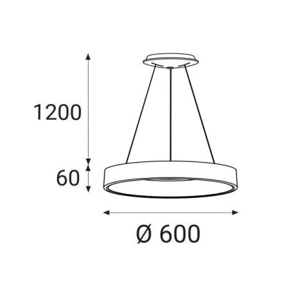 LED2 - LED Lestenec na vrvici BELLA LED/50W/230V 3000K d. 60 cm bel