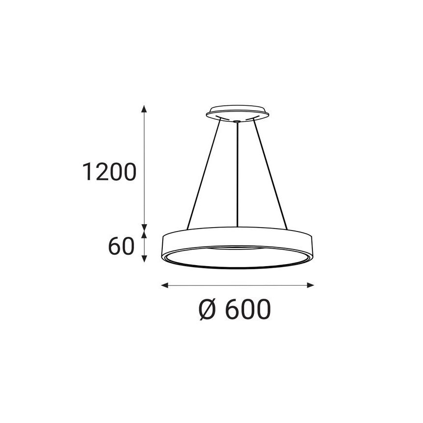 LED2 - LED Lestenec na vrvici BELLA LED/50W/230V 3000K d. 60 cm bel