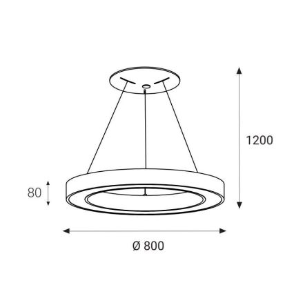 LED2 - LED Lestenec na vrvici SATURN LED/80W/230V 3000K d. 80 cm bel