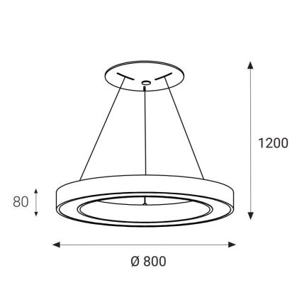 LED2 - LED Lestenec na vrvici SATURN LED/80W/230V 3000K d. 80 cm črn