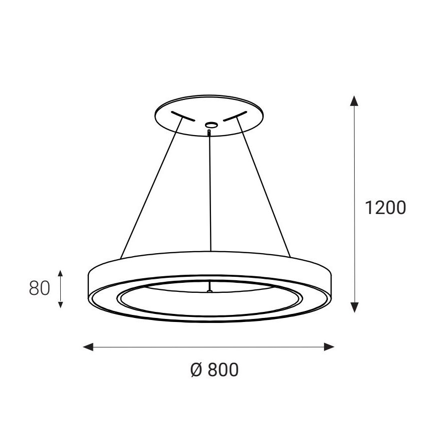 LED2 - LED Lestenec na vrvici SATURN LED/80W/230V 3000K d. 80 cm črn