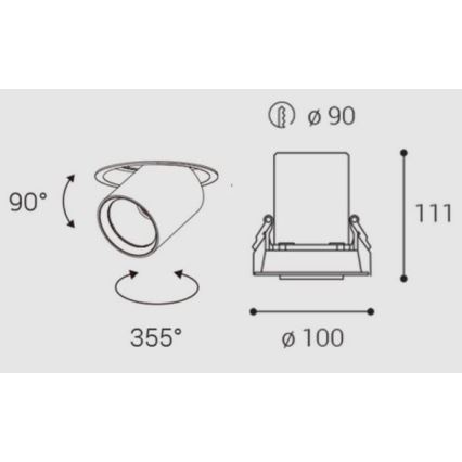 LED2 - LED Spuščena stropna svetilka HIDE LED/20W/230V CRI 90 črna