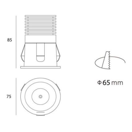 LED2 - LED Vgradni reflektor RAY LED/10W/230V bel IP44