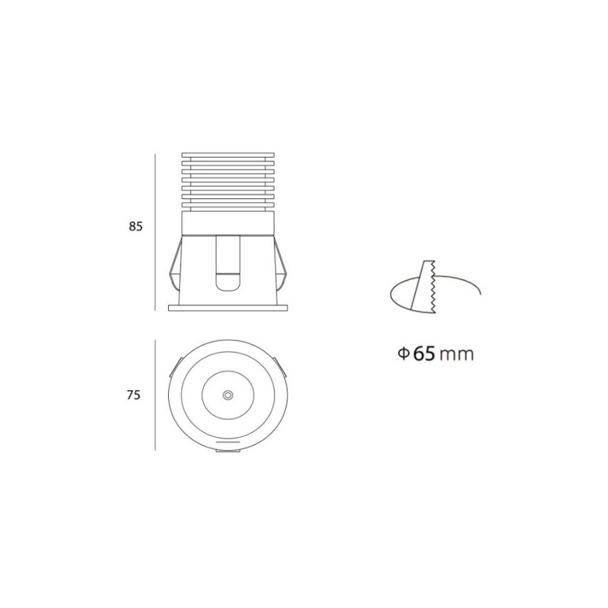LED2 - LED Vgradni reflektor RAY LED/10W/230V bel IP44
