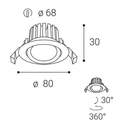 LED2 - LED Zatemnitvena kopalniška vgradna svetilka MAX LED/8W/230V 3000K IP65