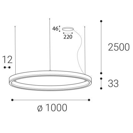 LED2 - LED Zatemnitveni lestenec na vrvici CIRCLE LED/80W/230V 3000K/4000K pr. 100 cm bela