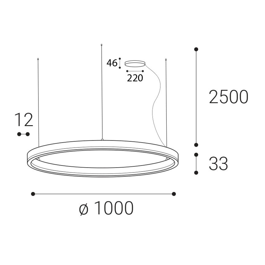 LED2 - LED Zatemnitveni lestenec na vrvici CIRCLE LED/80W/230V 3000K/4000K pr. 100 cm bela