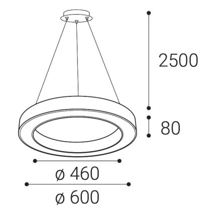 LED2 - LED Zatemnitveni lestenec na vrvici SATURN LED/50W/230V 3000K/4000K bel