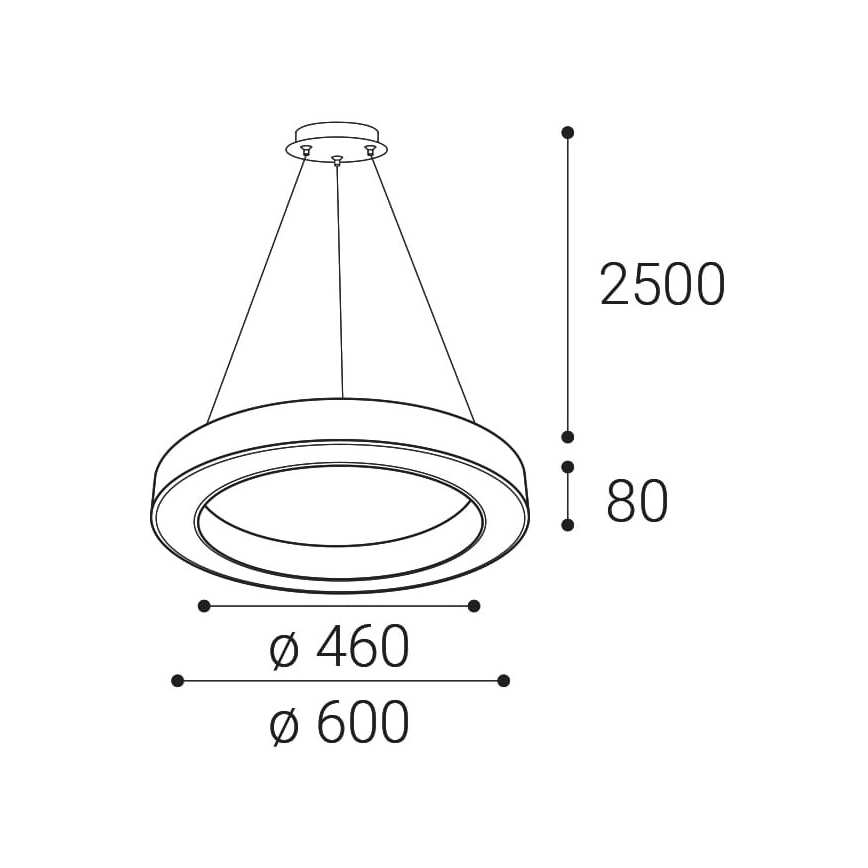 LED2 - LED Zatemnitveni lestenec na vrvici SATURN LED/50W/230V 3000K/4000K bel