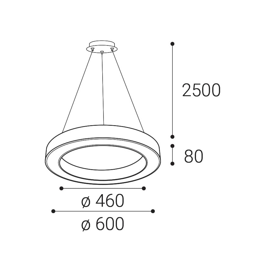 LED2 - LED Zatemnitveni lestenec na vrvici SATURN LED/50W/230V 3000K/4000K črn