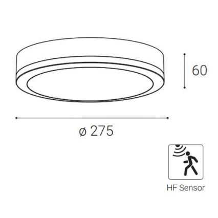 LED2 - LED Zunanja stropna svetilka s senzorjem KERY LED/18W/230V IP65 črna