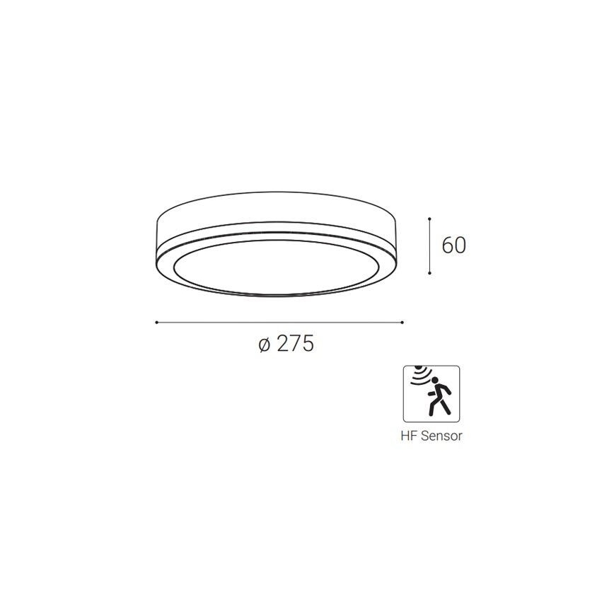 LED2 - LED Zunanja stropna svetilka s senzorjem KERY LED/18W/230V IP65 črna