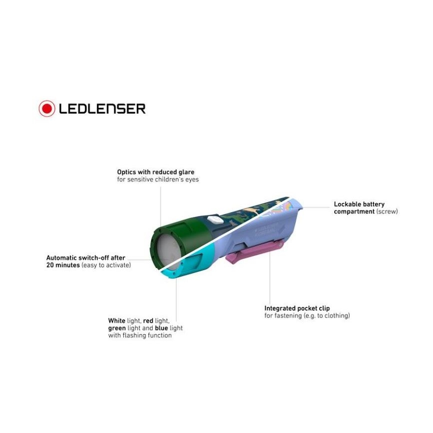 Ledlenser KIDBEAM4 DINO - LED zatemnjevalna otroška svetilka LED/2xAAA IP44 zelena