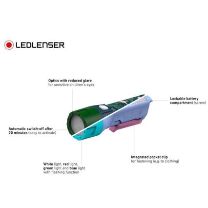 Ledlenser KIDBEAM4 RAINBOW - zatemnjevalna otroška LED-svetilka LED/2xAAA IP44 vijolična