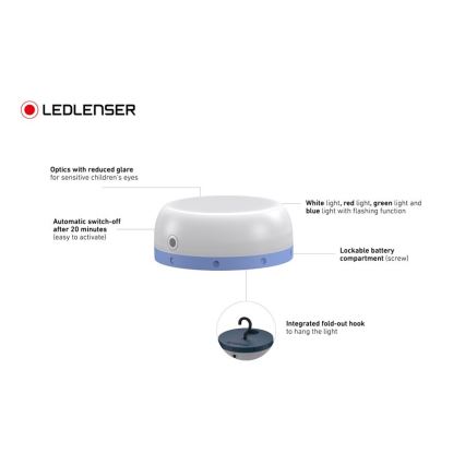 Ledlenser KIDCAMP6 RAINBOW - LED zatemnjiva prenosna luč LED/3xAAA IP44 modra