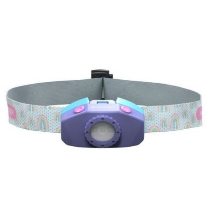 Ledlenser KIDLED2 RAINBOW - LED zatemnjiva otroška čelna svetilka LED/1xAAA IPX4 40 lm 20 ur vijolična