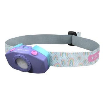 Ledlenser KIDLED2 RAINBOW - LED zatemnjiva otroška čelna svetilka LED/1xAAA IPX4 40 lm 20 ur vijolična