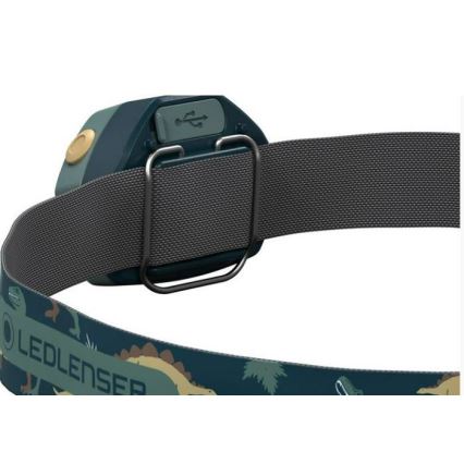 Ledlenser KIDLED4R DINO - polnilna otroška LED naglavna svetilka s zatemnjevanjem LED/280 mAh IPX4 40 lm 18 h zelena