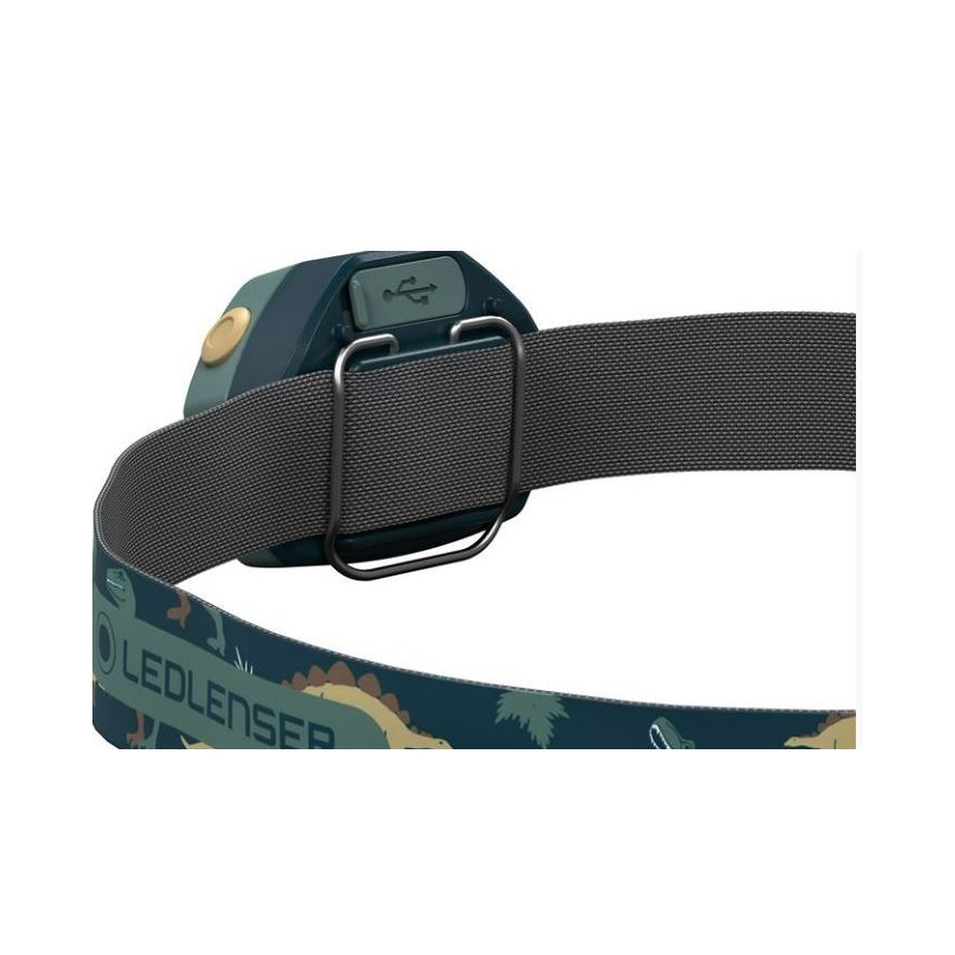 Ledlenser KIDLED4R DINO - polnilna otroška LED naglavna svetilka s zatemnjevanjem LED/280 mAh IPX4 40 lm 18 h zelena