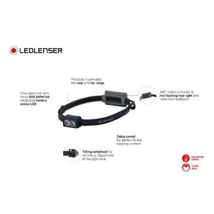 Ledlenser NEO3 - zatemnjiva LED čelna svetilka, 3xAAA, IP54, 400 lm, 20 h, modra