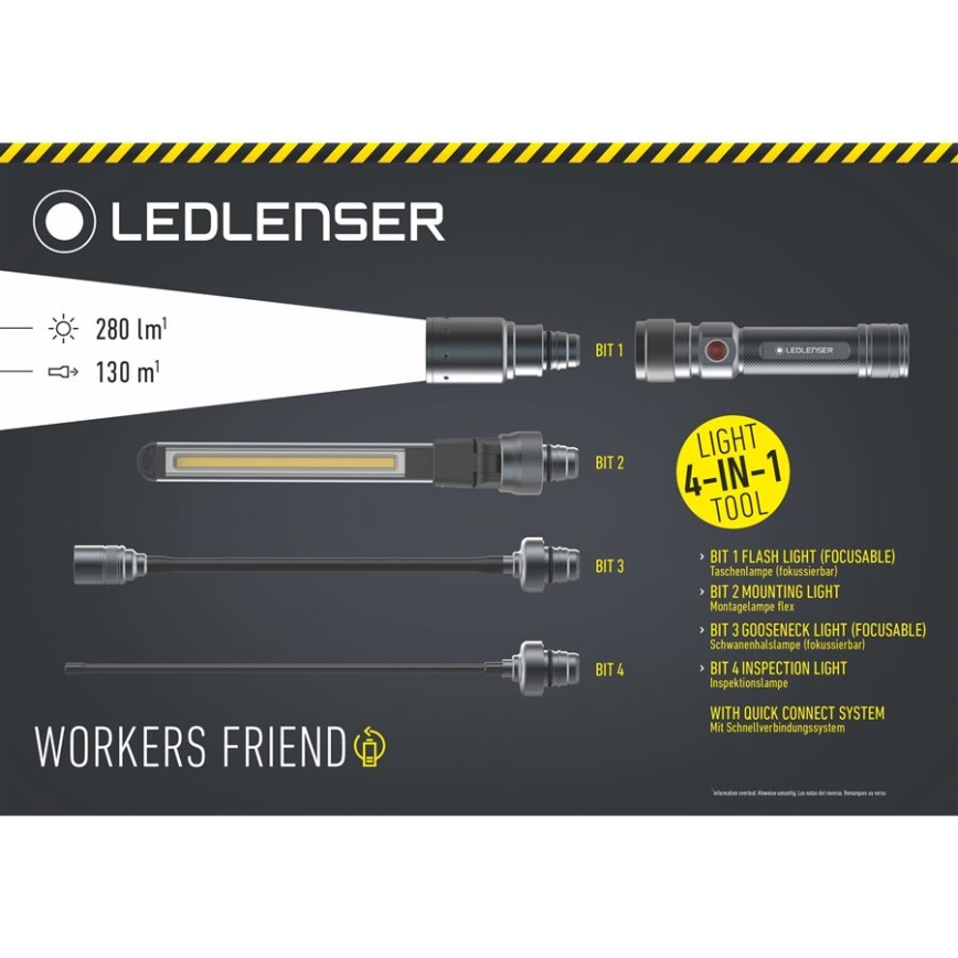 Ledlenser WORKERS FRIEND - zatemnljiva polnilna LED-svetilka LED/2500 mAh 280 lm 80 h črna