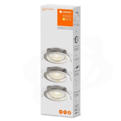 Ledvance - Komplet 3x zatemljivih LED vgradnih stropnih svetilk SIMPLE LED/4,9W/230V