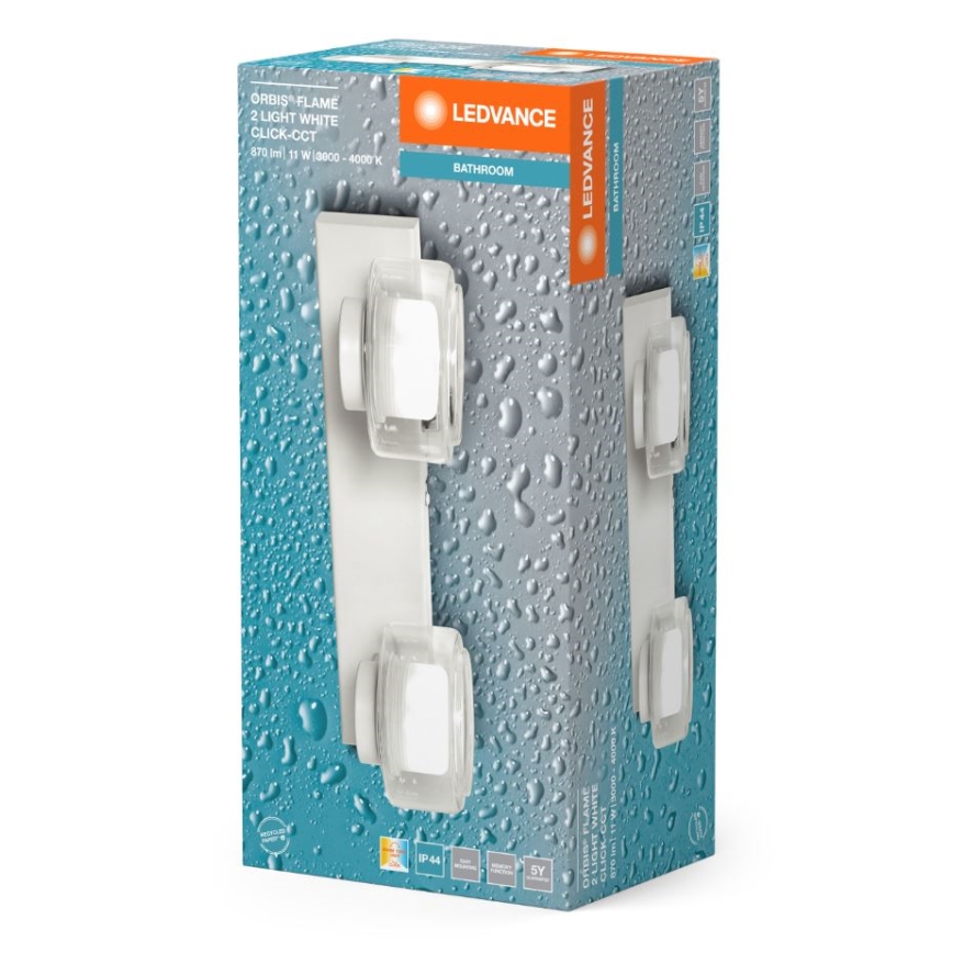 Ledvance - LED Kopalniška stenska svetilka ORBIS FLAME 2xLED/5,5W/230V 3000/4000K IP44 bela
