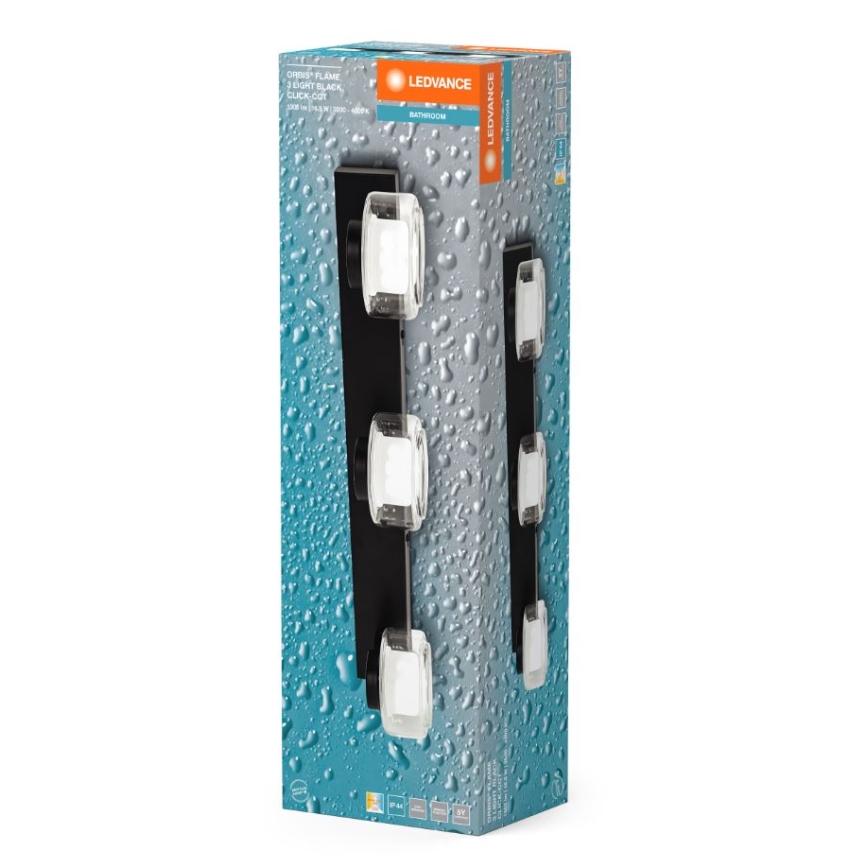 Ledvance - LED Kopalniška stenska svetilka ORBIS FLAME 3xLED/5,5W/230V 3000/4000K IP44 črna