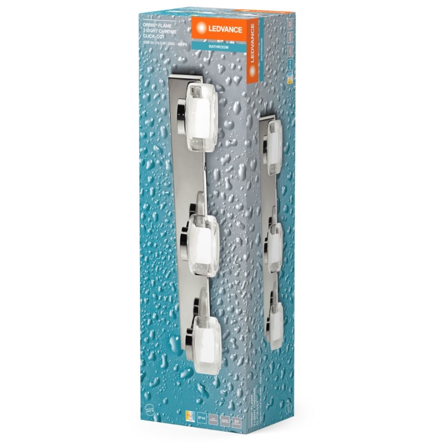 Ledvance-LED Kopalniška stenska svetilka ORBIS FLAME 3xLED/5,5W/230V IP44 krom