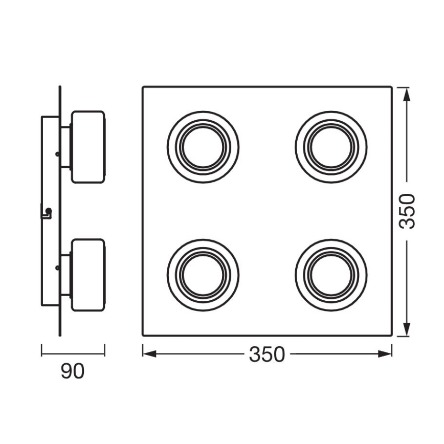 Ledvance - LED Kopalniška stropna svetilka ORBIS FLAME 4xLED/5,5W/230V 3000/4000K IP44 črna