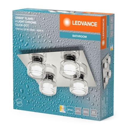 Ledvance - LED Kopalniška stropna svetilka ORBIS FLAME 4xLED/5,5W/230V 3000/4000K IP44 krom