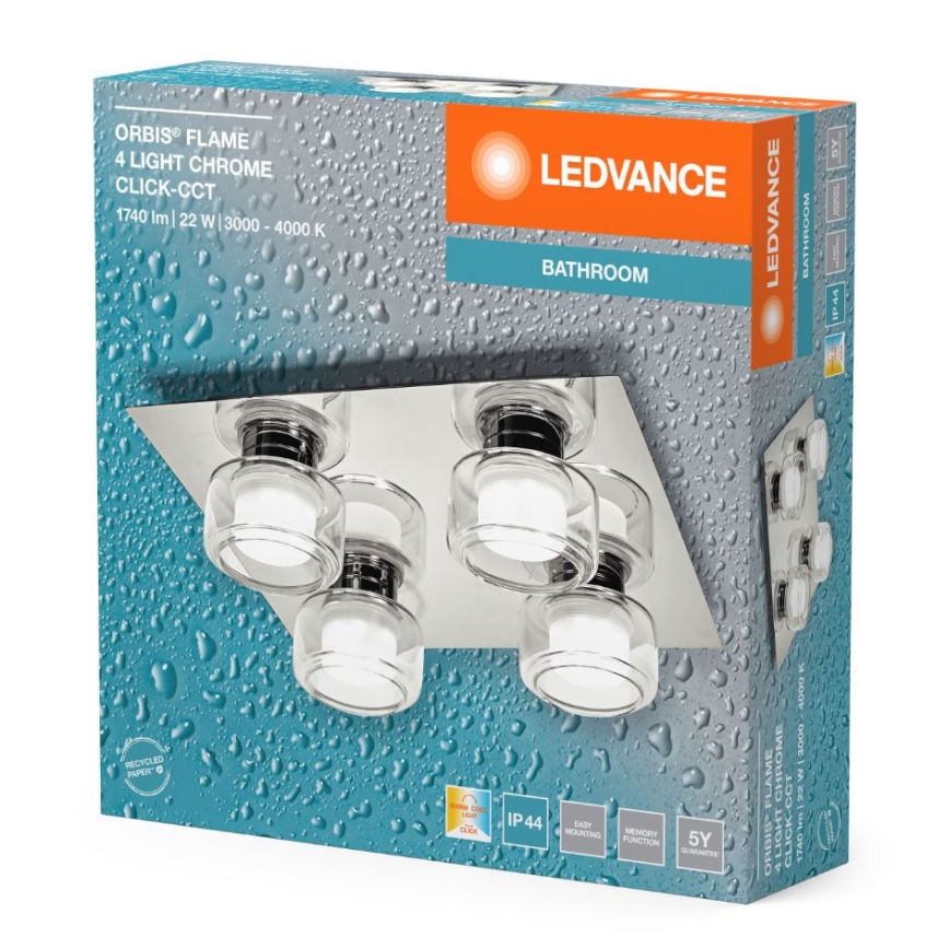 Ledvance - LED Kopalniška stropna svetilka ORBIS FLAME 4xLED/5,5W/230V 3000/4000K IP44 krom