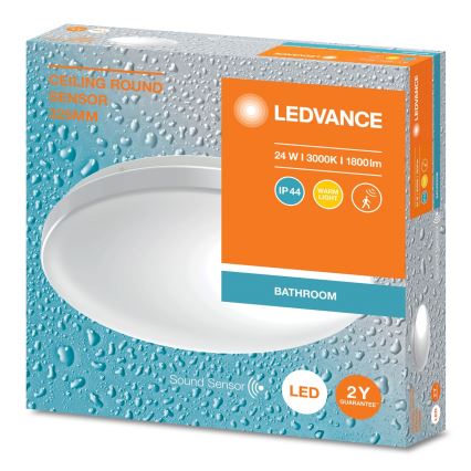 Ledvance - LED kopalniško stropno svetilo z zaznavalom mraka CEILING ROUND LED/24W/230V IP44