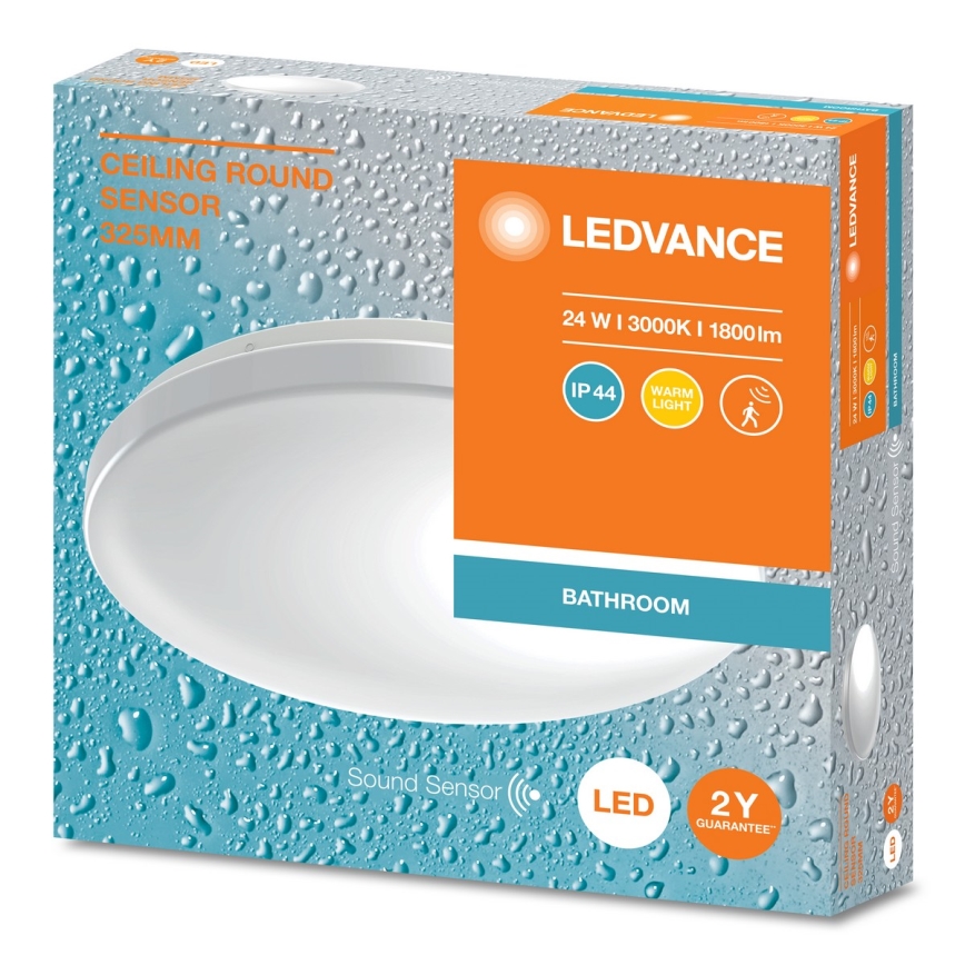 Ledvance - LED kopalniško stropno svetilo z zaznavalom mraka CEILING ROUND LED/24W/230V IP44