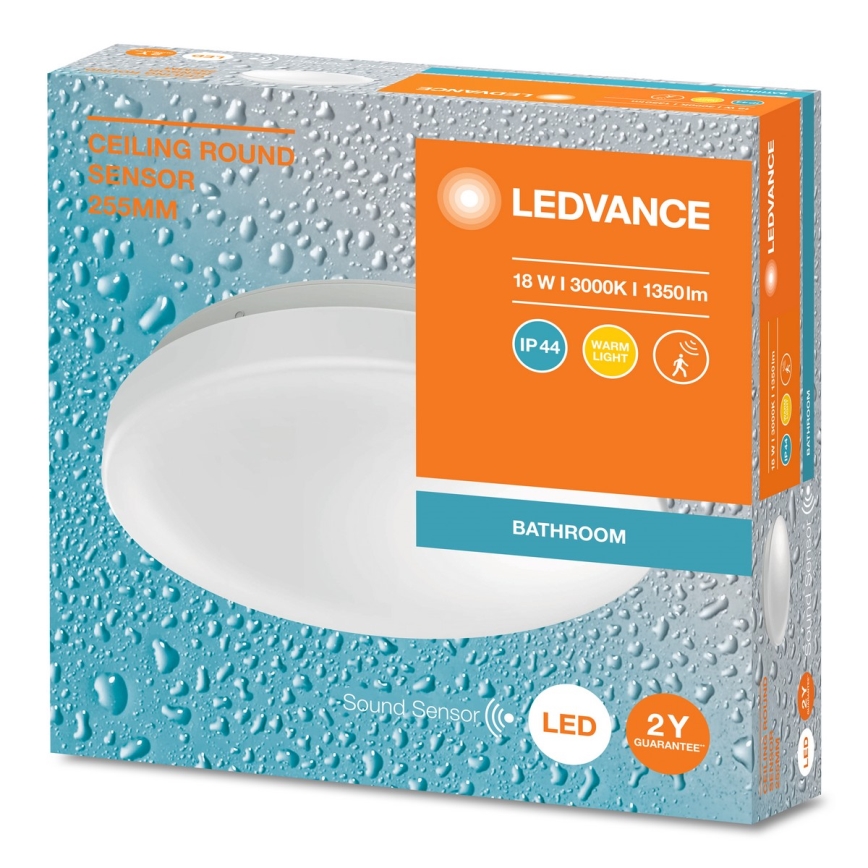 Ledvance - LED kopalniško okroglo stropno svetilo s senzorjem mraka LED/18W/230V IP44