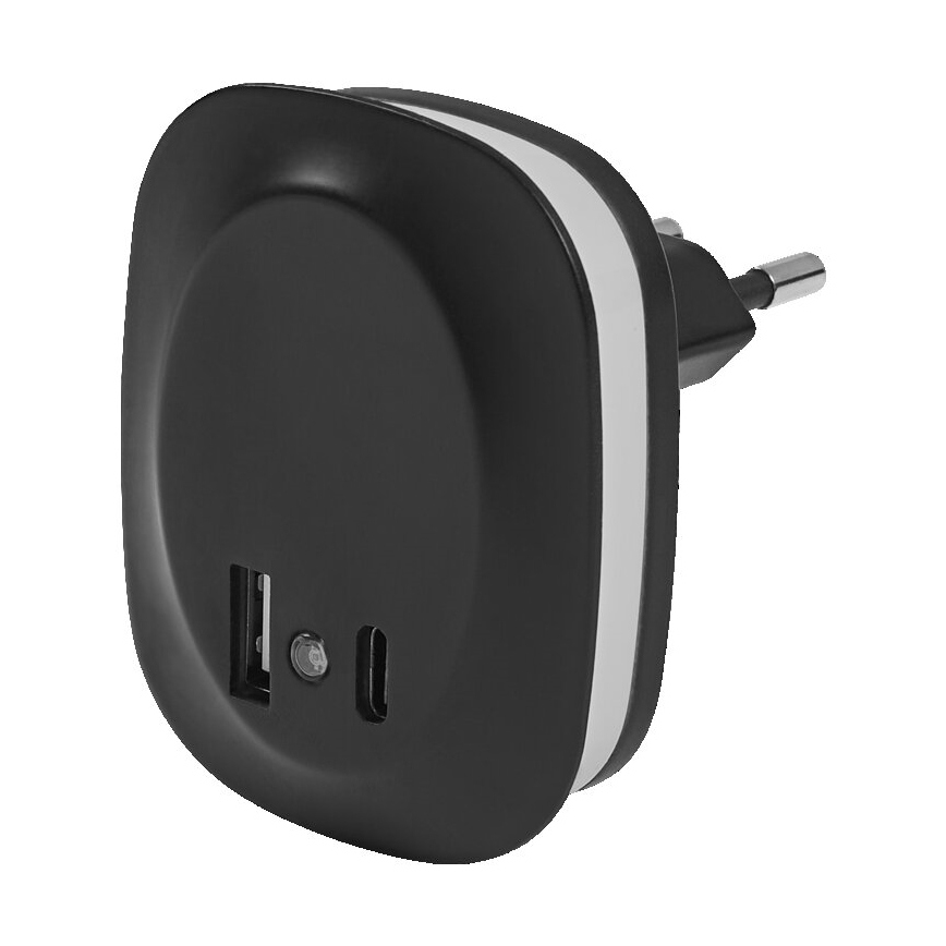 Ledvance - LED Nočna luč s senzorjem za vtičnico in USB LUNETTA LED/12,5W/230V črna