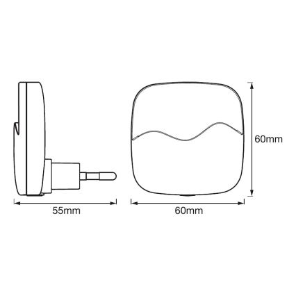 Ledvance - LED Nočna luč s senzorjem za vtičnico LUNETTA LED/0,5W/230V 3000K