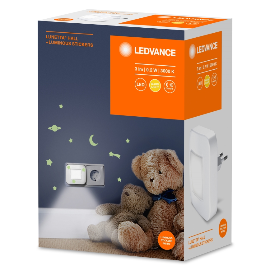 Ledvance - LED nočna svetilka s senzorjem sumraka LUNETTA LED/0,2W/230V