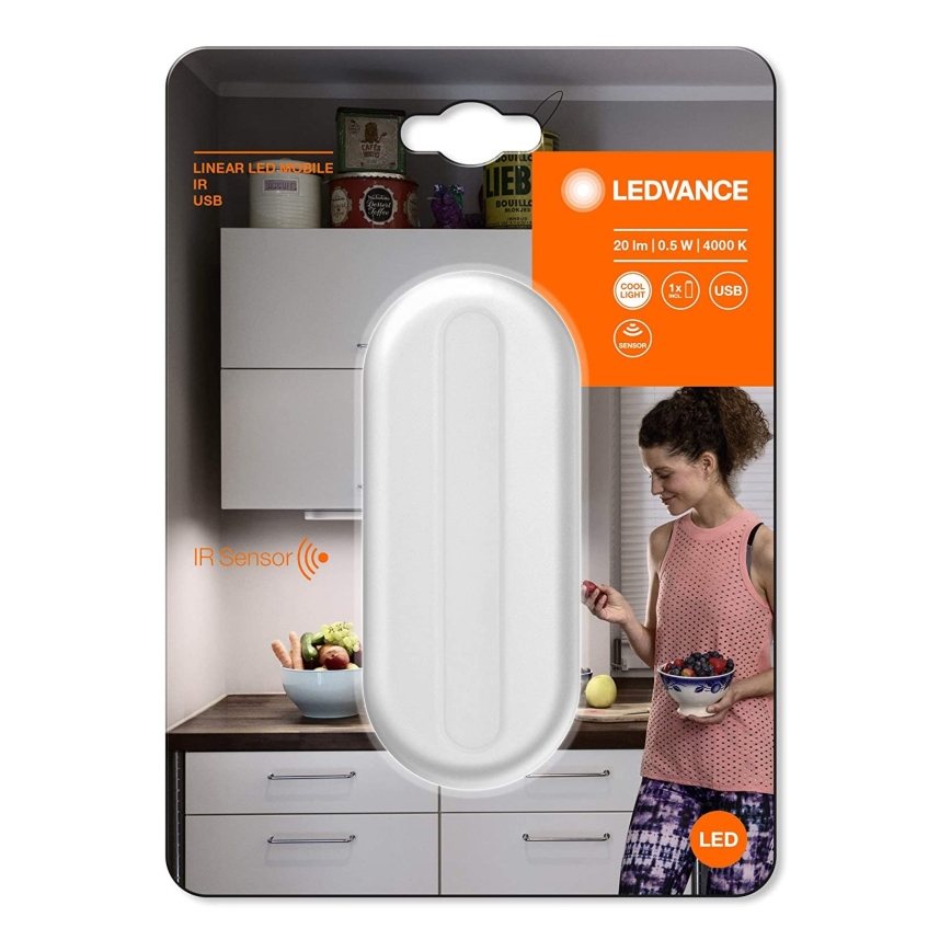 Ledvance - LED Orientacijska svetilka s senzorjem MOBILE LED/0,5W/3,7V 330 mAh CRI 90