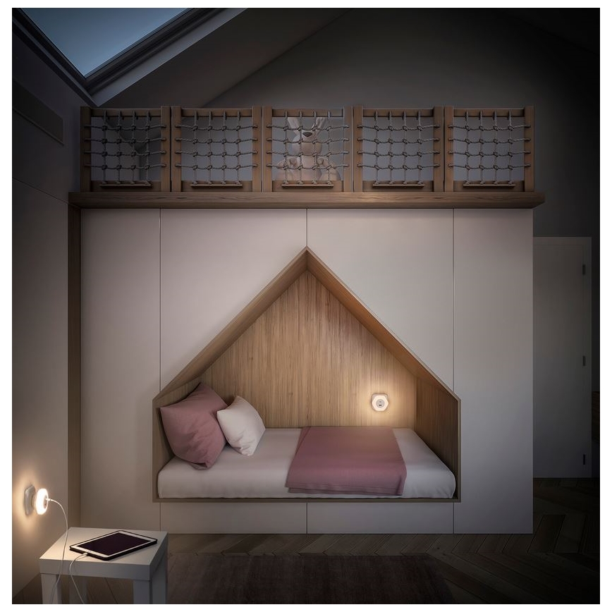 Ledvance - LED Orientacijska svetilka za vtičnico z USB LUNETTA LED/15W/230V