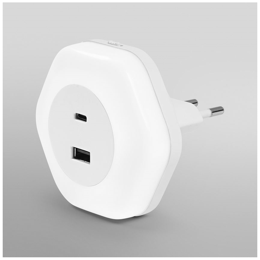 Ledvance - LED Orientacijska svetilka za vtičnico z USB LUNETTA LED/15W/230V