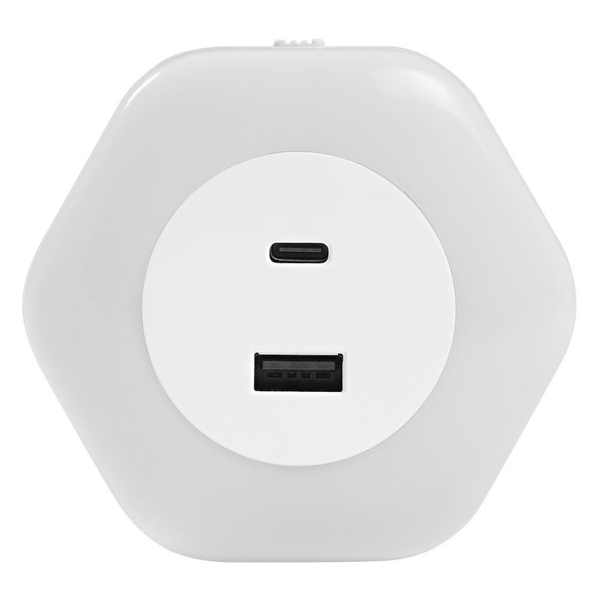 Ledvance - LED Orientacijska svetilka za vtičnico z USB LUNETTA LED/15W/230V